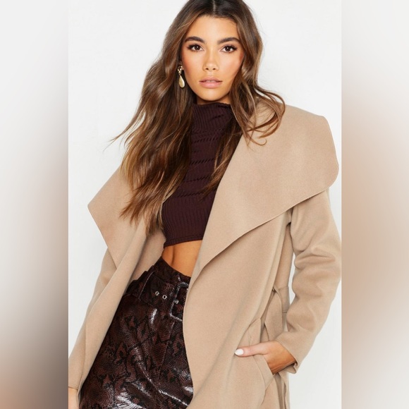 Camel Light Tan Soft Belted Trench Coat - Picture 3 of 12